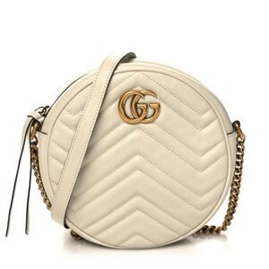 Gucci GG Marmont round crossbody shoulder bag white
